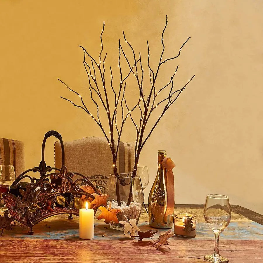 Lighted Brown Branches 32IN 100 LED with Timer Battery Operated, Artificial Tree Branch with Warm,Willow Branch Lights for Home
