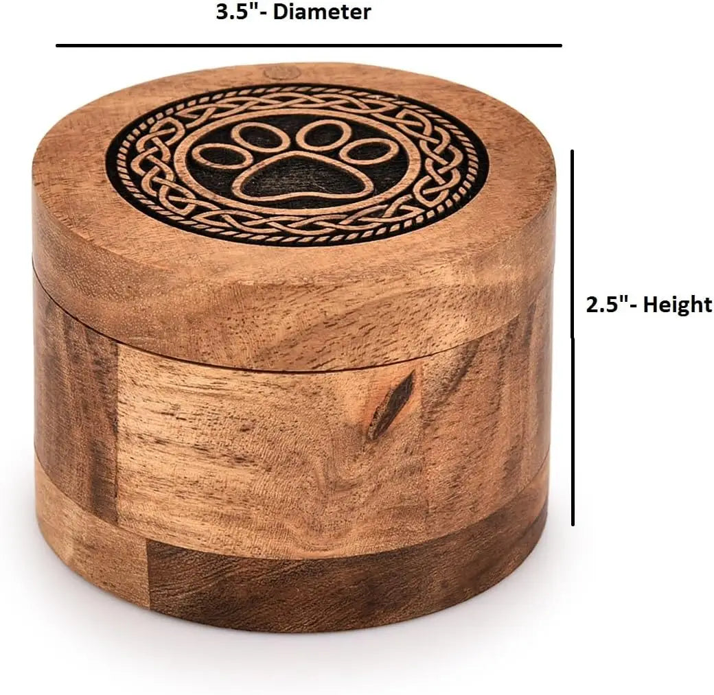 Wooden Pet Memorial Urn Keepsake Box for Cats and Dogs