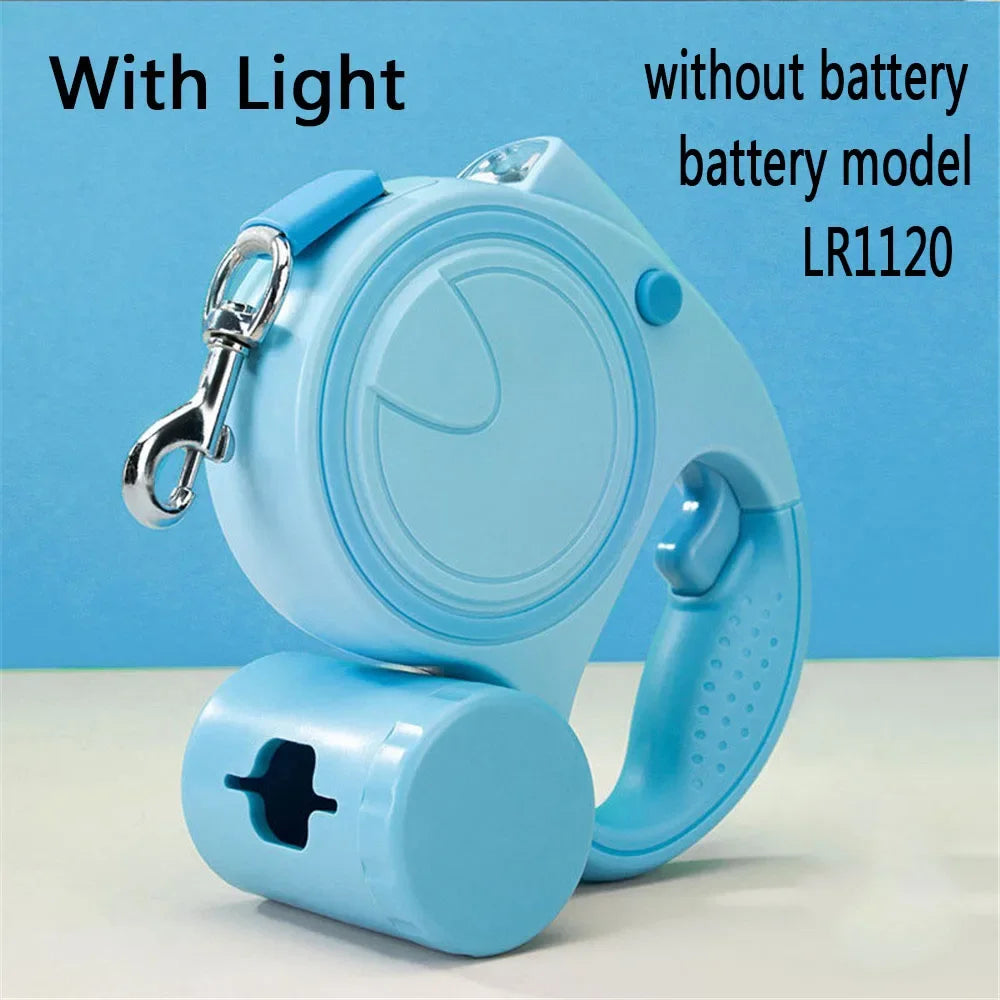 Retractable Dog Leash With Led Lights 5M Nylon Garbage Bag