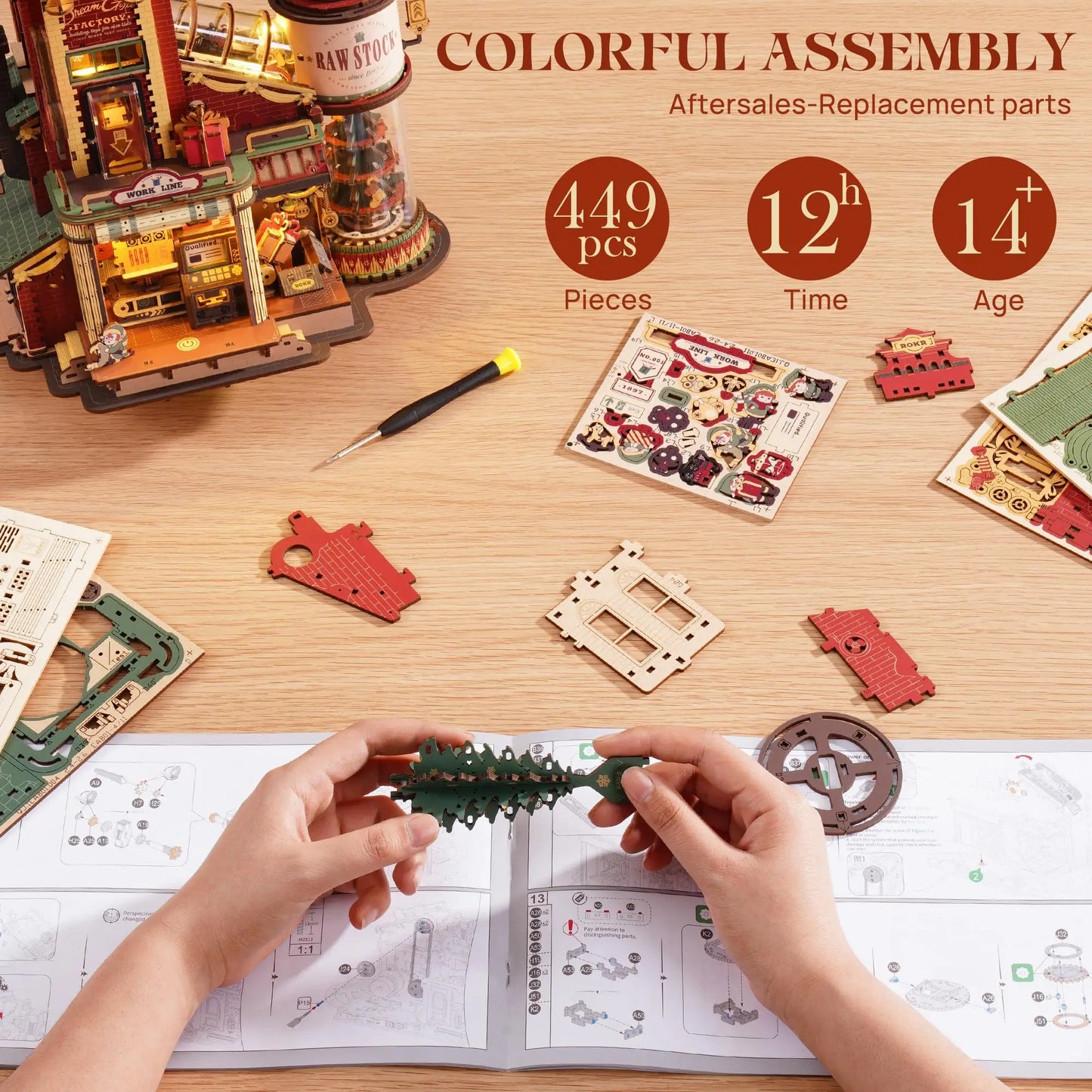 Robotime Rokr Dream Gift Factory Wooden Puzzle With Light