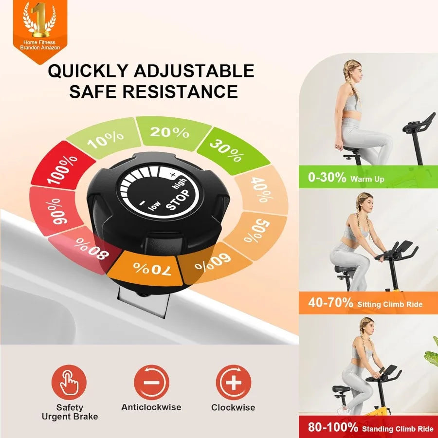 Exercise Bikes for HomeIndoor Cycling Bike with Adjustable Friction Brake Pad Resistance Silent Belt Drive 330lbs Weight Capaci