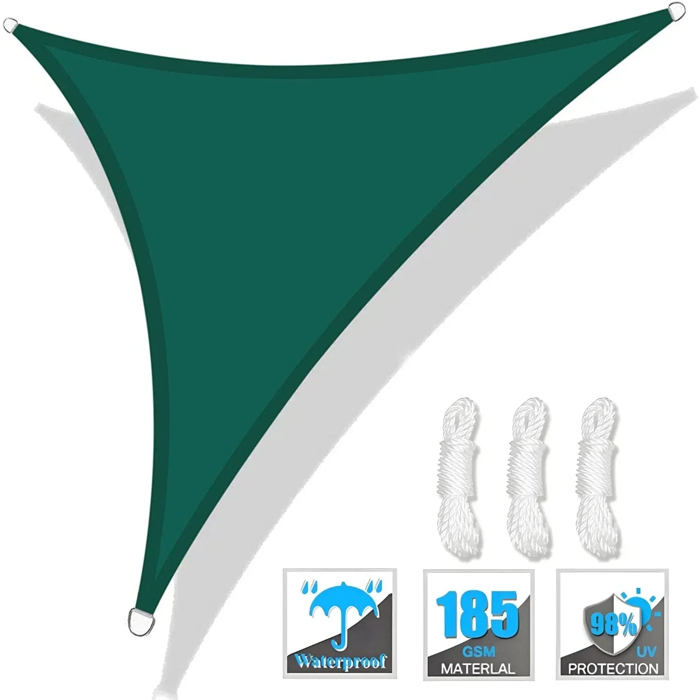 Triangle Sun Shade Sail Canopy UV Block Sunsail With Rope