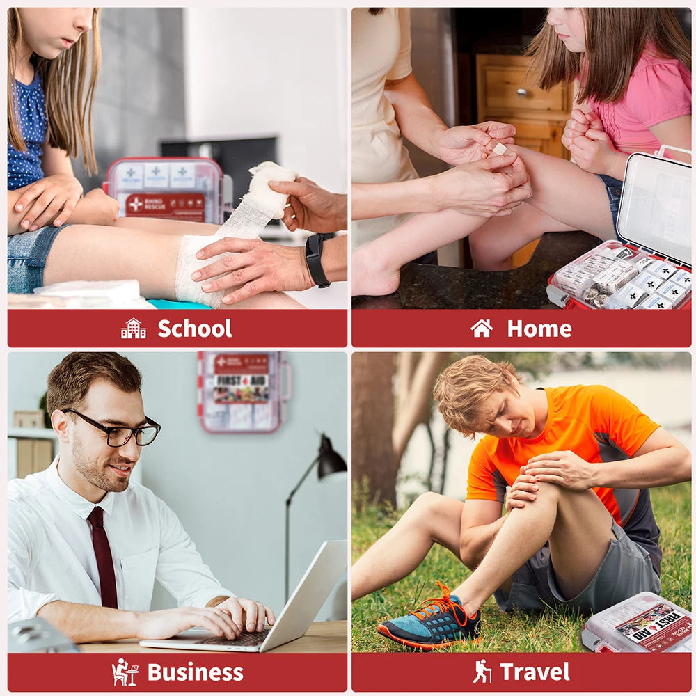 RHINO RESCUE 350 Pieces OSHA All-Purpose First Aid Kit, Home & Office Professional Medical Supplies, for Emergency, School