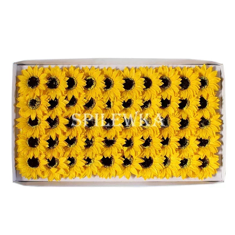 Sunflower Soap Artificial Flower Heads Gift Box Decor DIY