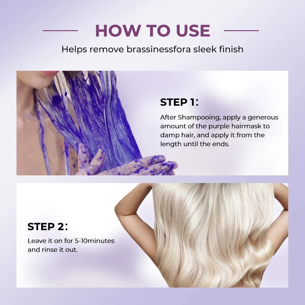 Karseell Purple Hair Mask 16.90 fl.oz 500ml Professional Neutralizes Brass Yellow Tones For Blonde Silver Gray Highlighted Hair