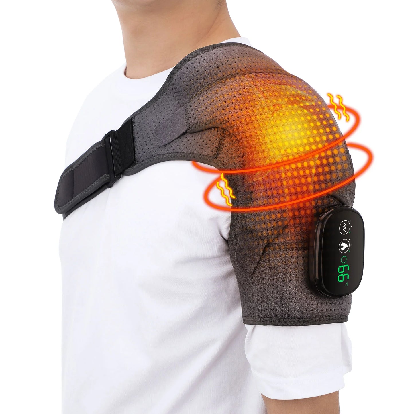 PASTSKY Electric Heating Shoulder Brace With LED Display Vibration Massage