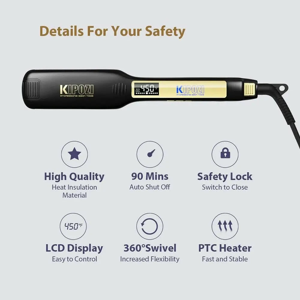 Fairywill Dual Voltage Titanium Hair Straightener Flat Iron LCD
