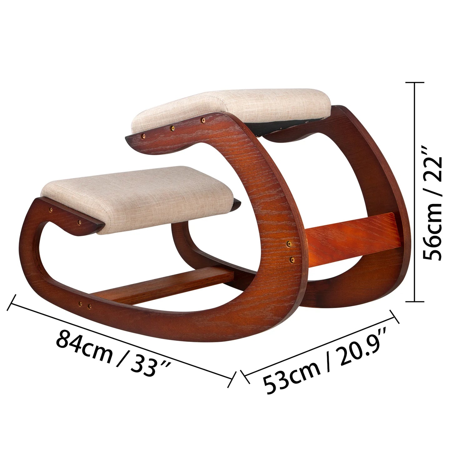 SucceBuy Ergonomic Kneeling Chair Stool W/ Thick Cushion Home Office Chair Improving Body Posture Rocking Wood Computer Chair