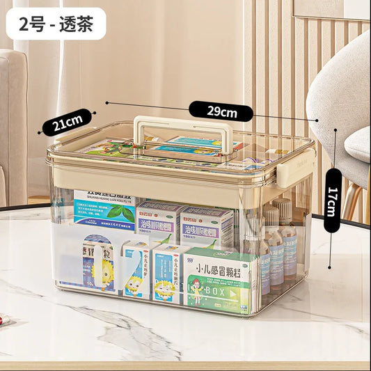 Household transparent large-capacity storage box, family medical box, multi-layer medicine box, portable medicine storage box