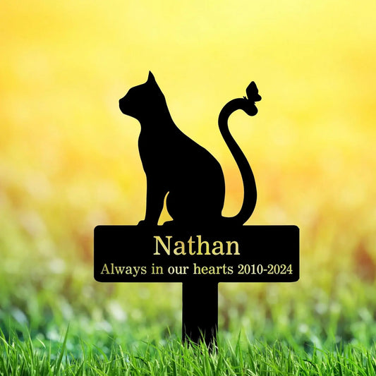 Custom Cat Memorial Grave Marker Stake Pet Plaque Outdoor Decor