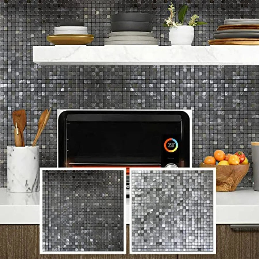 Peel and Stick Aluminum Backsplash 10 Piece 3D Wall Panels