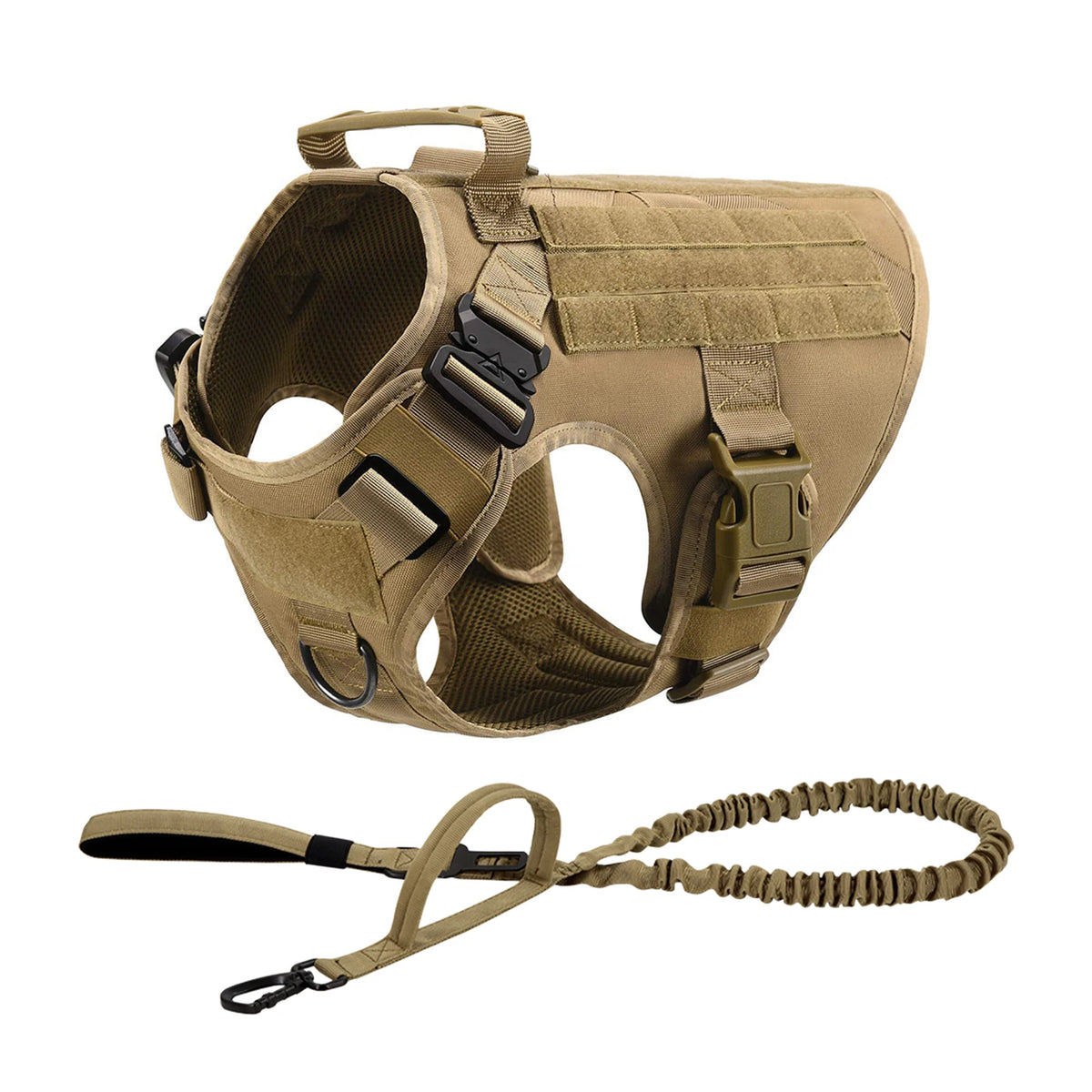Tactical Nylon Dog Harness Vest With Molle Pouches For Walking