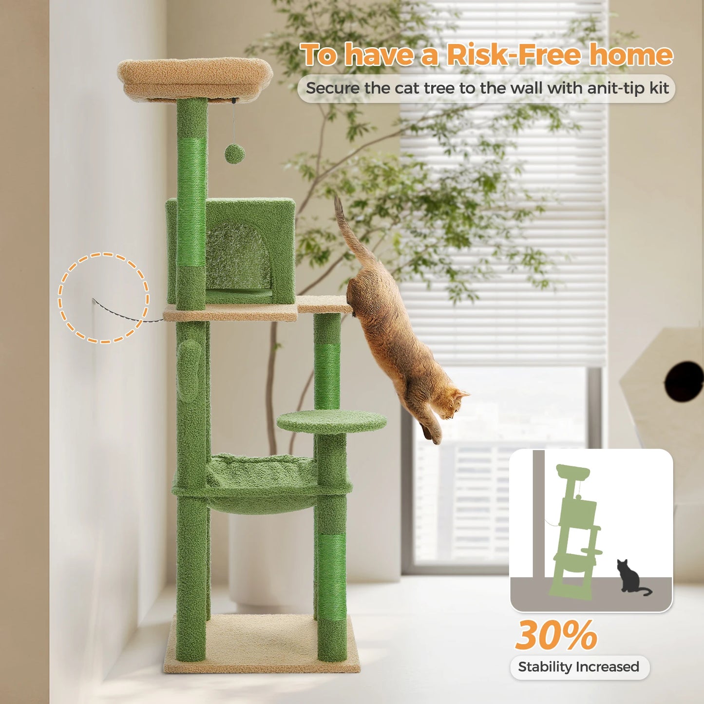 PAWZ Road Cactus Cat Tree Tower for Large Indoor Cats