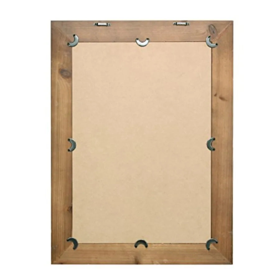 Natural Wood Frame Wall Mirror With Hanging Brackets Rustic Decor