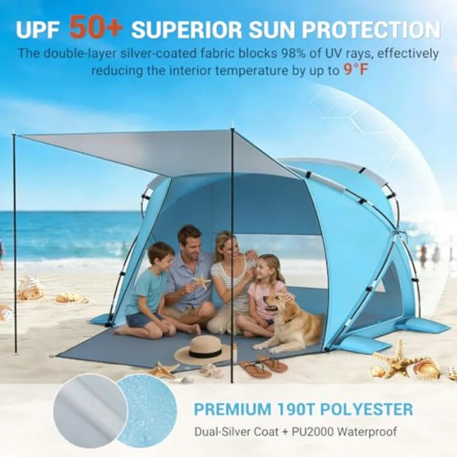 Beach Tent Shelter 4-6 Person Pop Up UPF 50