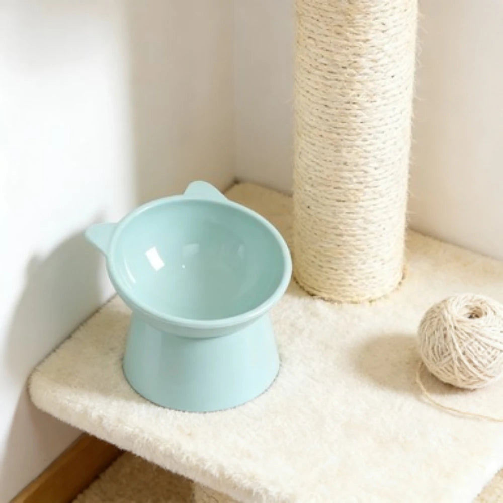 NOVELTY MOON Cat Ear Raised Pet Bowl Elevated Feeder Anti Slip Ergonomic