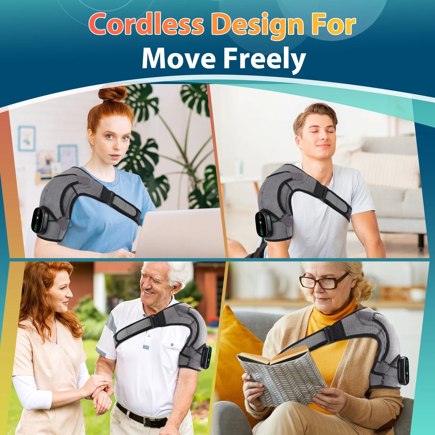 PASTSKY Electric Heating Shoulder Brace With LED Display Vibration Massage