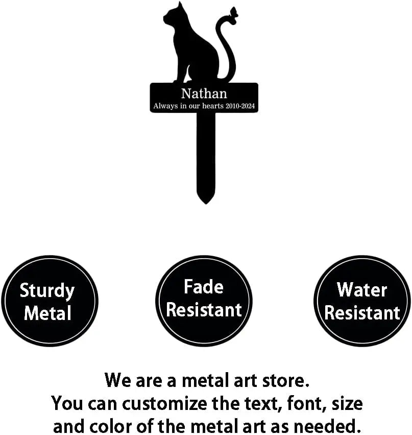 Custom Cat Memorial Grave Marker Stake Pet Plaque Outdoor Decor