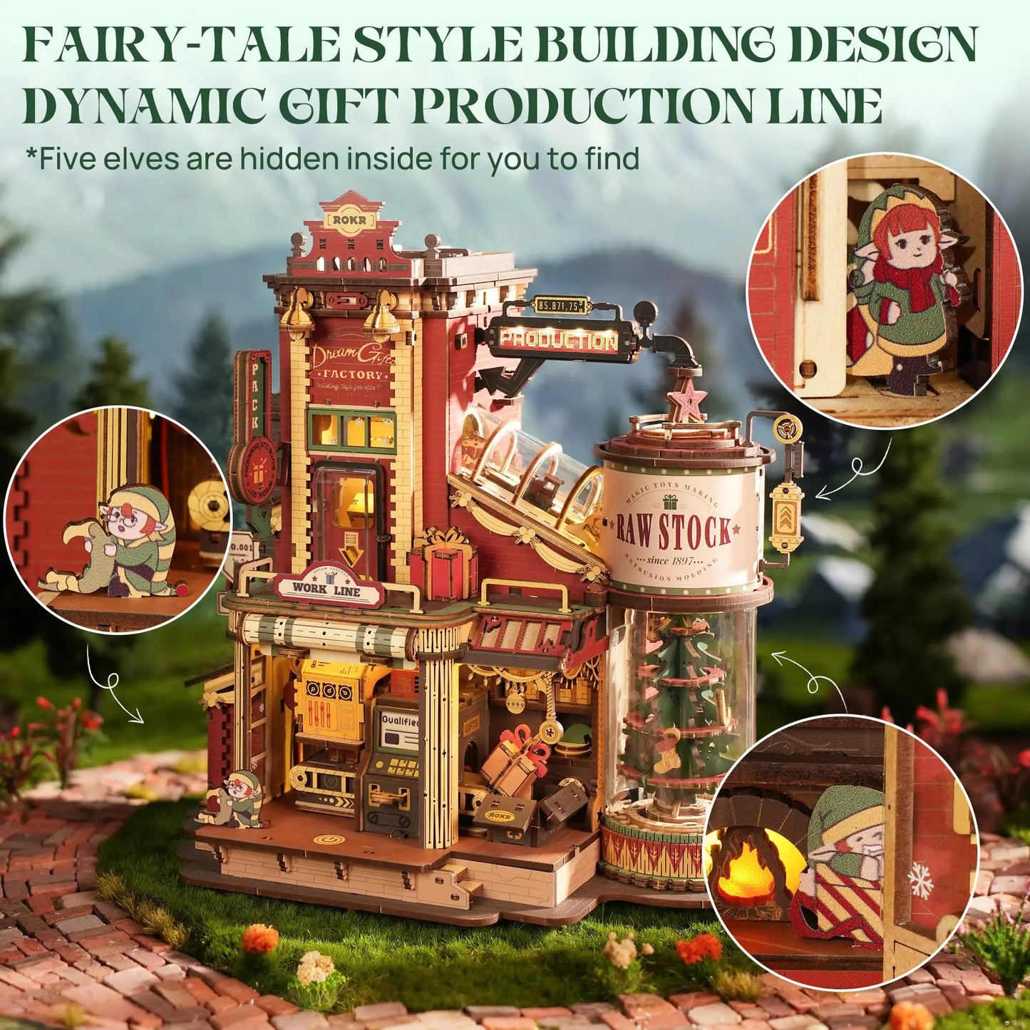 Robotime Rokr Dream Gift Factory Wooden Puzzle With Light