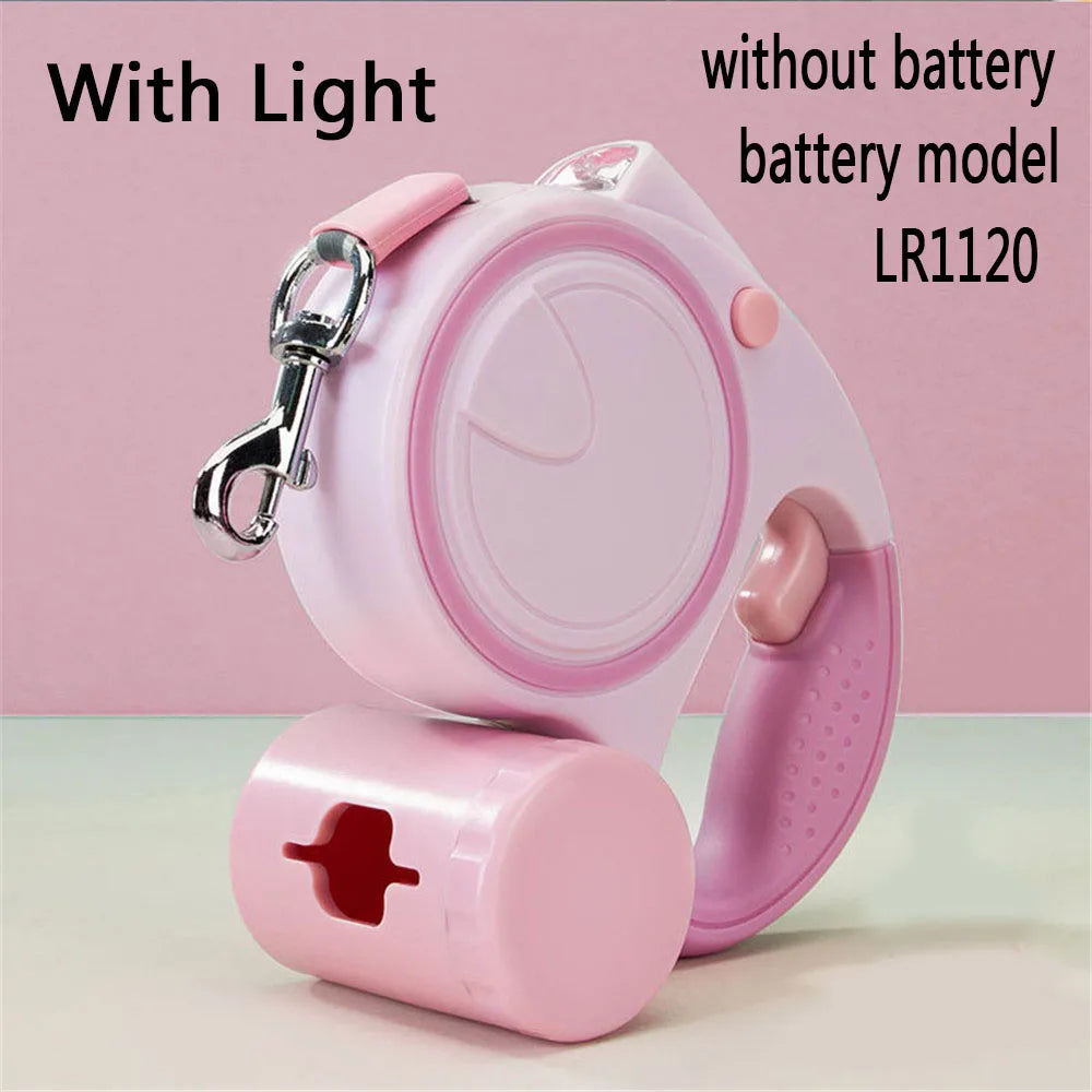 Retractable Dog Leash With Led Lights 5M Nylon Garbage Bag