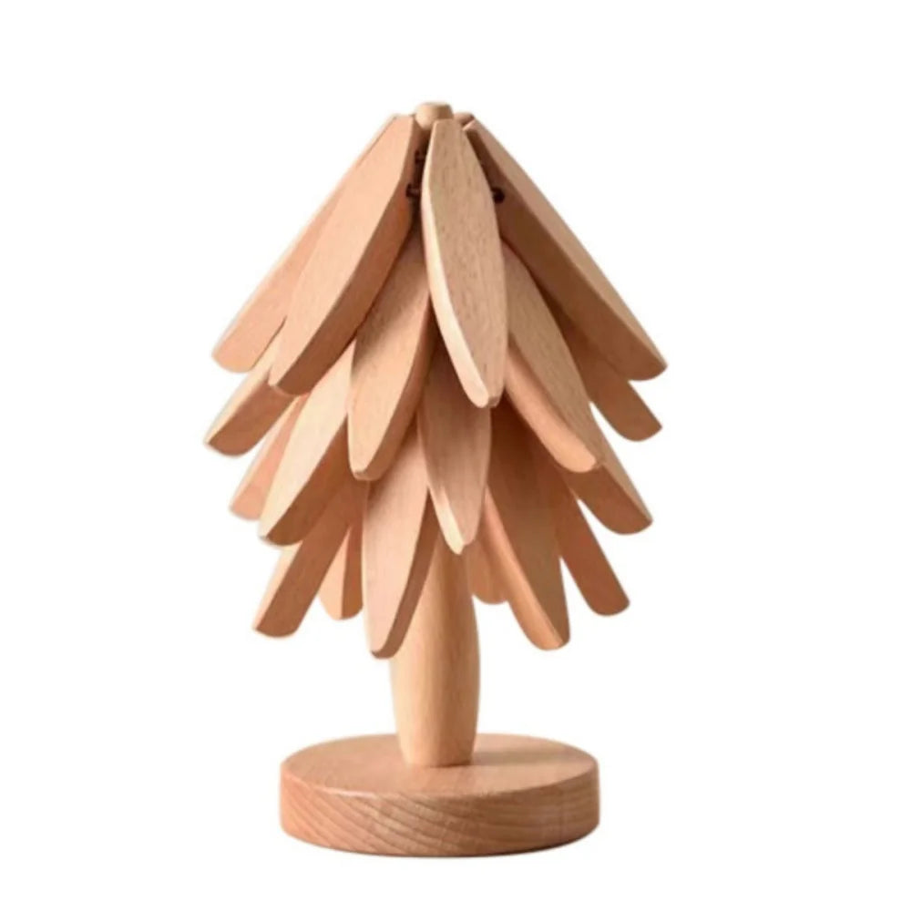 4PCS Tree Design Stand Wooden Trivets Decorative Anti Scald Heat Resistant Table Mat Coaster Wood Placemats Pot