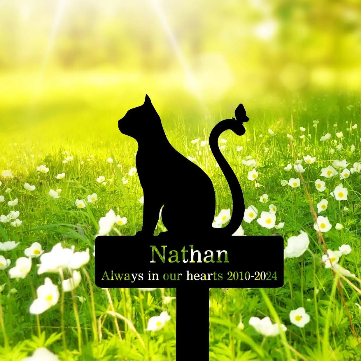 Custom Cat Memorial Grave Marker Stake Pet Plaque Outdoor Decor