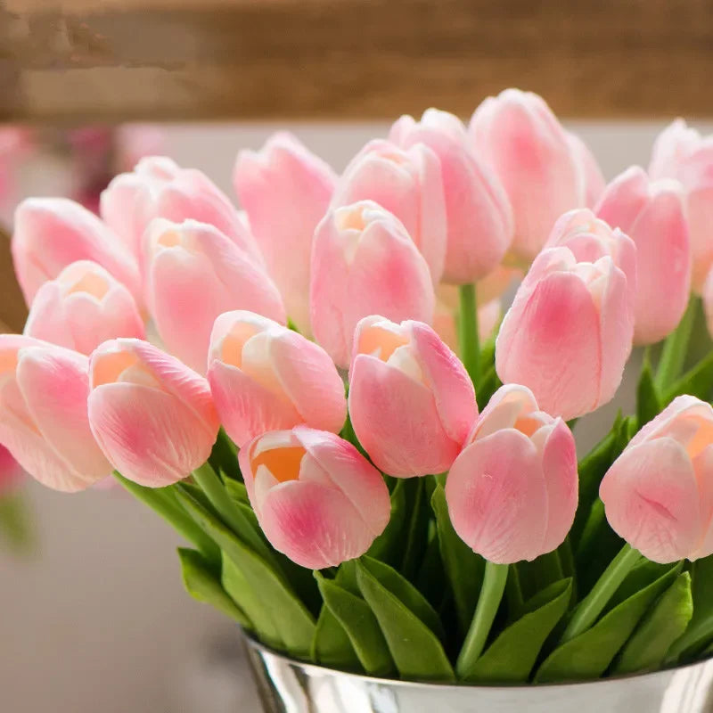 YONGSNOW Tulip Artificial Flowers Real Touch Wedding Bouquet