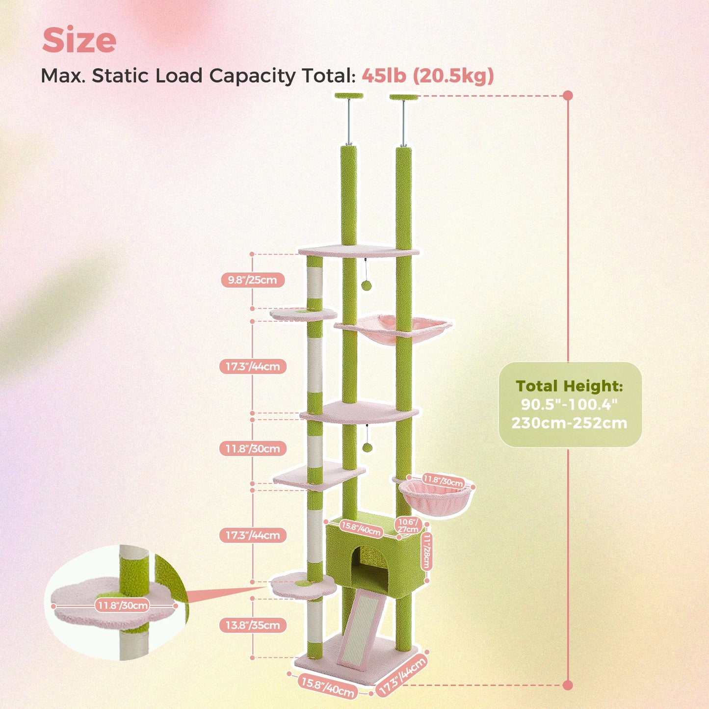 PAWZ Road Floor to Ceiling Cat Tree with Sisal Posts