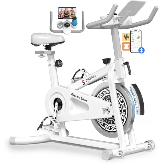 Exercise Bikes for HomeIndoor Cycling Bike with Adjustable Friction Brake Pad Resistance Silent Belt Drive 330lbs Weight Capaci