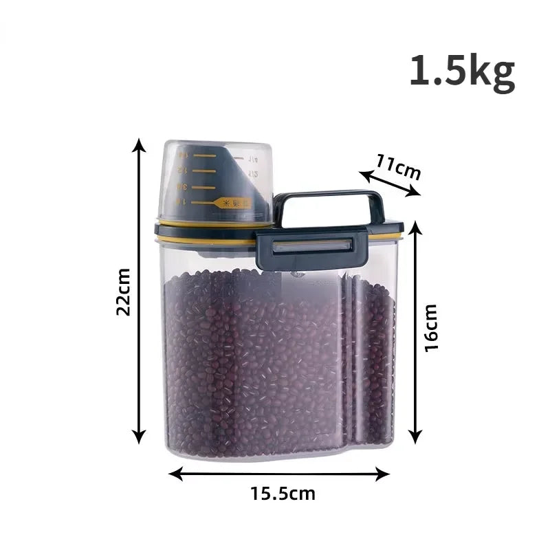 MoistureProof Plastic Dog Cat Food Storage Jar With Measuring Cup