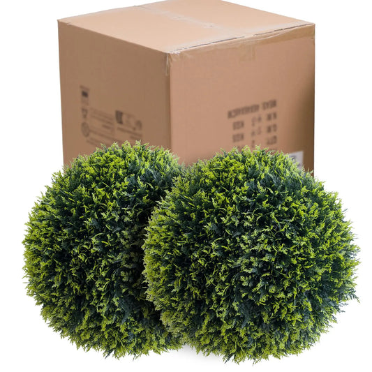 New Topiary Balls Artificial Outdoor Set of 2, Artificial Topiary Cedar Balls for Home Wedding Decor Green 44/48/54/55/59/63 CM