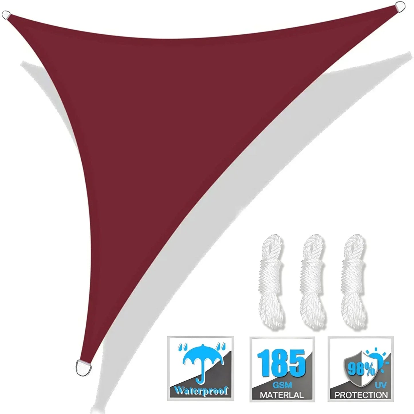 Triangle Sun Shade Sail Canopy UV Block Sunsail With Rope