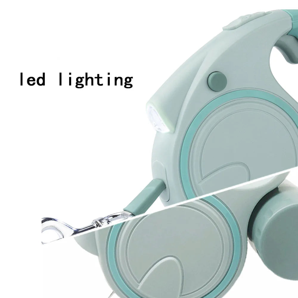 Retractable Dog Leash With Led Lights 5M Nylon Garbage Bag