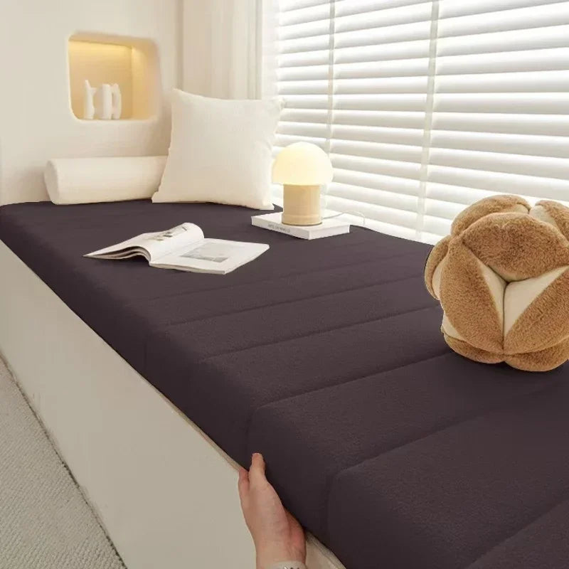 Custom 6cm Long Bench Cushions Teddy velvet Bay Window Chair Seat Long Mattress Padding Seat Pad Decorative Pads Swings