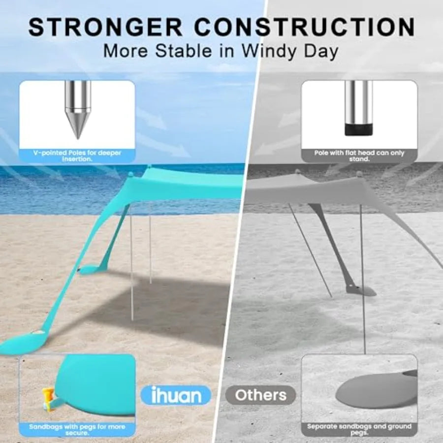 Beach Tent Sun Shelter UPF50 Plus Easy Setup Outdoor Canopy