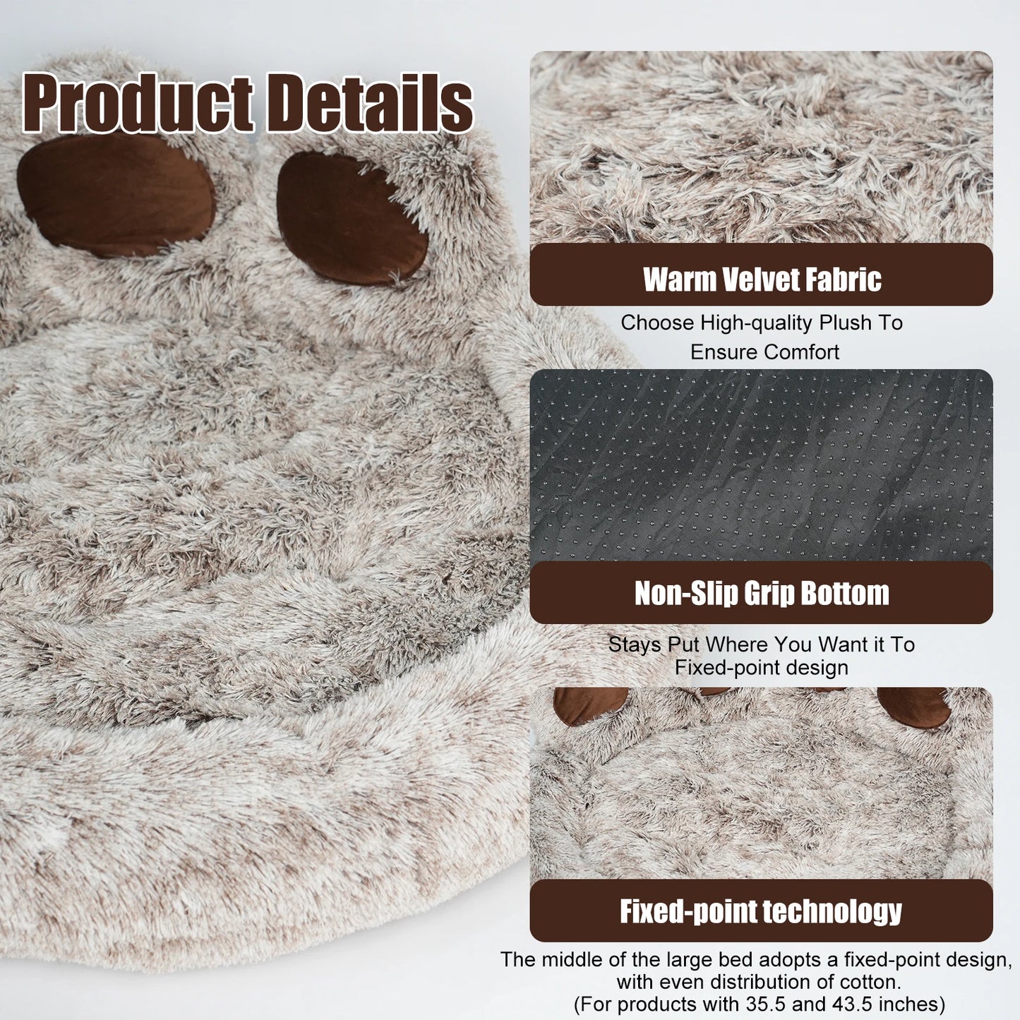 Round Plush Orthopedic Donut Dog and Cat Bed for Pets