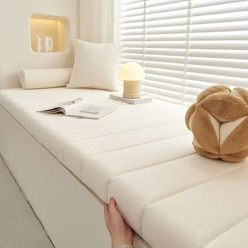 Custom 6cm Long Bench Cushions Teddy velvet Bay Window Chair Seat Long Mattress Padding Seat Pad Decorative Pads Swings