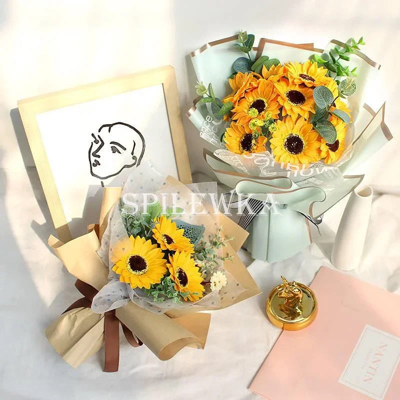 Sunflower Soap Artificial Flower Heads Gift Box Decor DIY