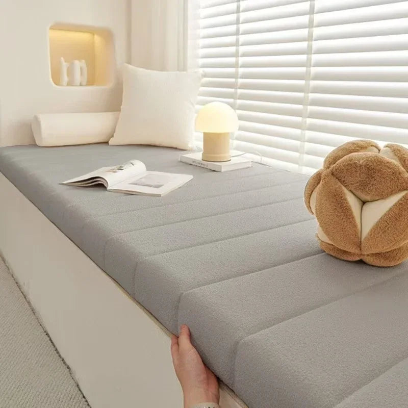 Custom 6cm Long Bench Cushions Teddy velvet Bay Window Chair Seat Long Mattress Padding Seat Pad Decorative Pads Swings