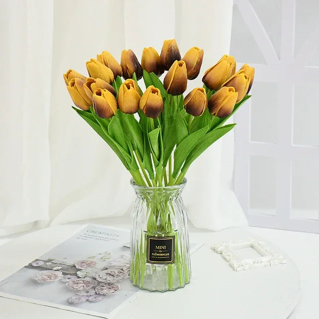 YONGSNOW Tulip Artificial Flowers Real Touch Wedding Bouquet