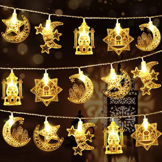 NONECN Eid Mubarak LED Moon Star Castle Lantern String Lights