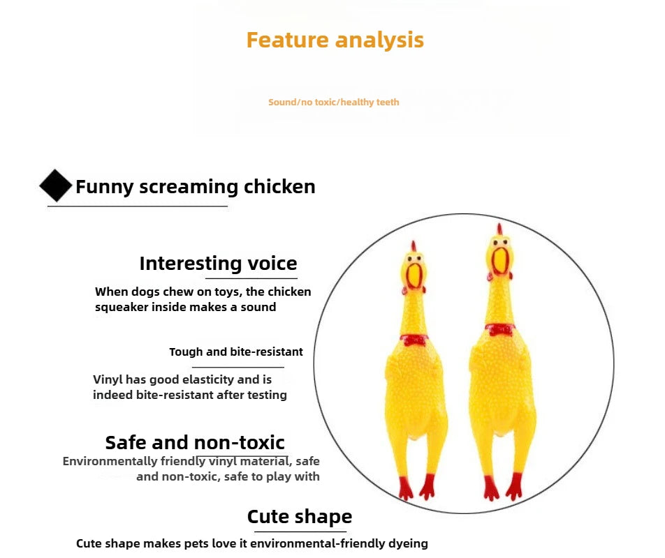 DKSTINYE Squeaky Screaming Chicken Dog Toy Rubber Chew Squeaker