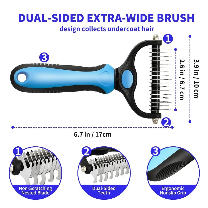 Deshedding Brush for Dogs and Cats Self Cleaning Grooming Tool