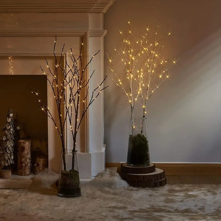 Lighted Brown Branches 32IN 100 LED with Timer Battery Operated, Artificial Tree Branch with Warm,Willow Branch Lights for Home