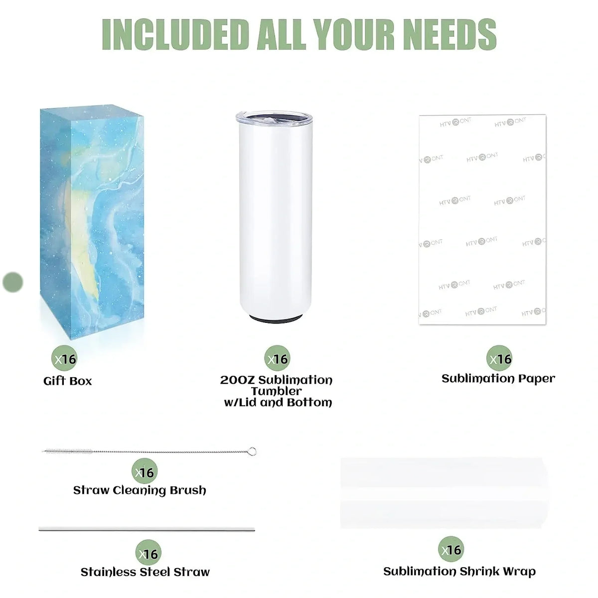 HTVRONT Stainless Steel Sublimation Tumbler Blanks For Crafting