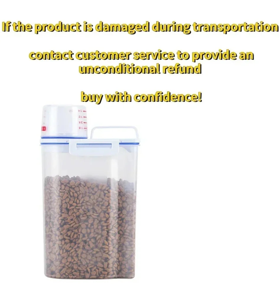 MoistureProof Plastic Dog Cat Food Storage Jar With Measuring Cup