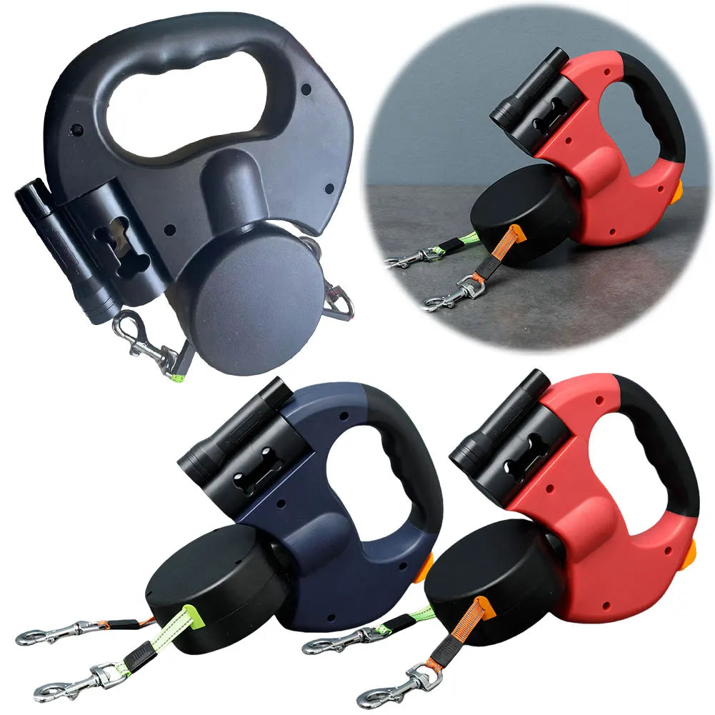 alloet Double Headed Dog Leash Traction Rope with LED Light