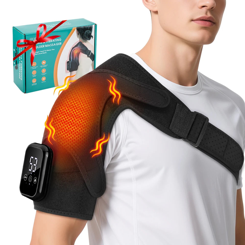 PASTSKY Electric Heating Shoulder Brace With LED Display Vibration Massage