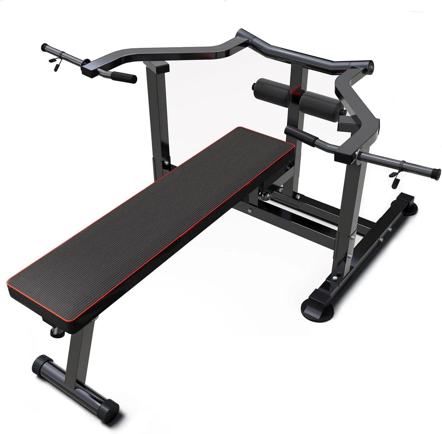 Bench Press Set Chest Press Machine with Independent Converging Arms Adjustable Flat Incline Bench Press with Dumbbell Rack for