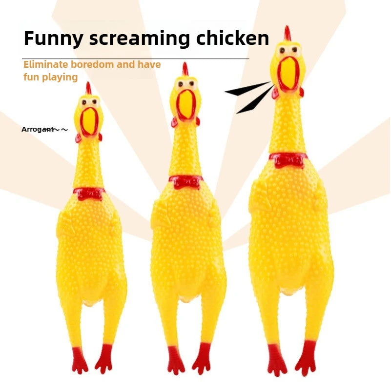 DKSTINYE Squeaky Screaming Chicken Dog Toy Rubber Chew Squeaker